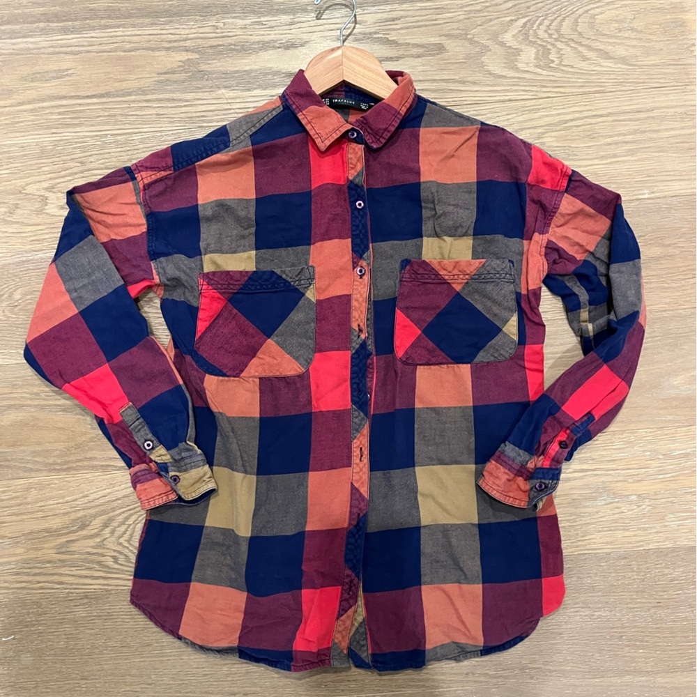 Zara soft oversized Plaid flannel Shirt